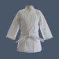 View of front of karate jacket made in 14oz canvas fabric.