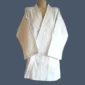 Image shows front view of a karate jacket made in 100% cotton.