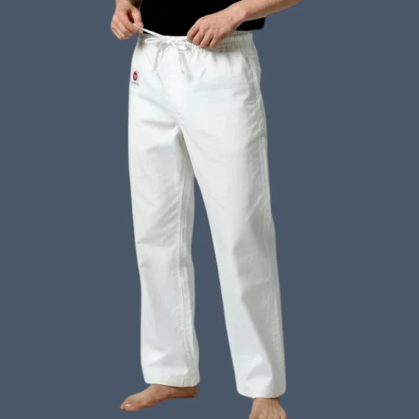 WCP14 Front view of man wearing 14oz weight canvas karate pants.