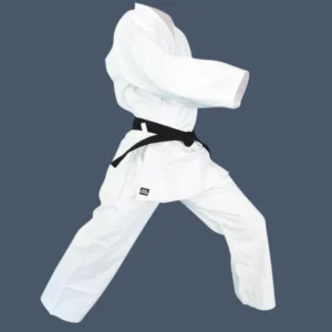 Side view of 14oz cotton canvas karate uniform