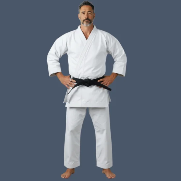 18oz usmans Front view of heavy 18oz canvas karate gi.