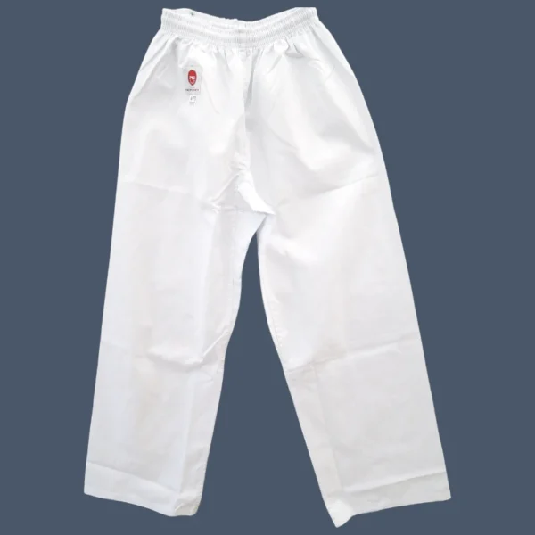 8oz size 4 pants Front view of white karate pants.