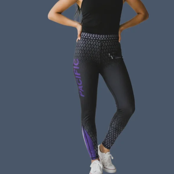 CMP22_model Women wearing full length unisex compression tights.