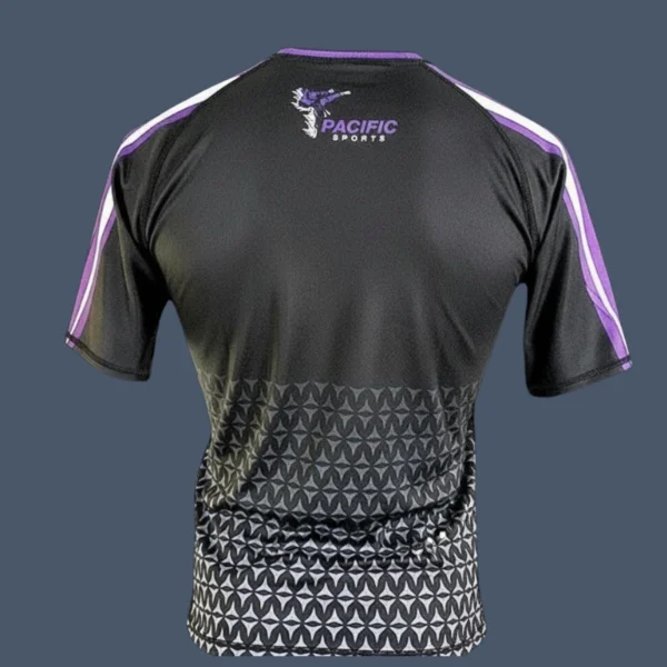 CMP23 top back Women's compression top back view — black sublimated design, Pacific Sports