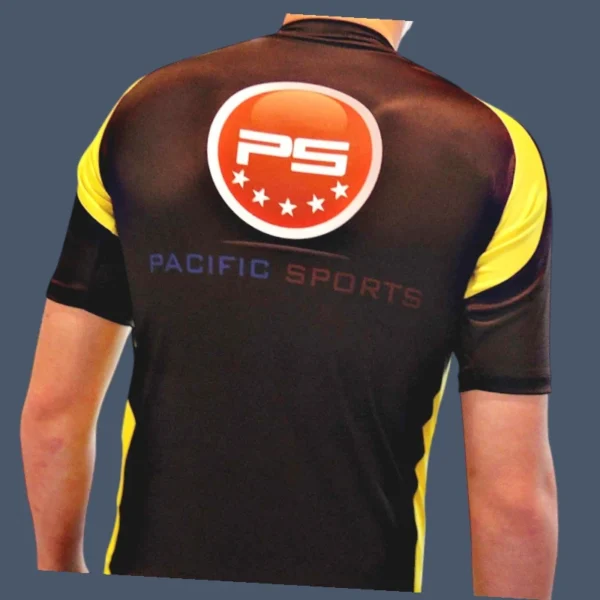 PSPSRG_back (1) Back view of black rashguard, showing Pacific Sports logo
