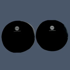 Front view of round focus pads for martial arts practice