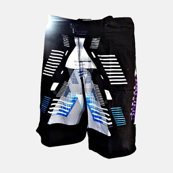 PolyesterExcellentWorkoutShorts2 Men's black MMA training shorts with side splits and Lycra panels
