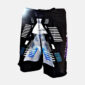 Men's black MMA training shorts with side splits and Lycra panels