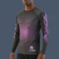 Man wearing rashguard with long sleeves.