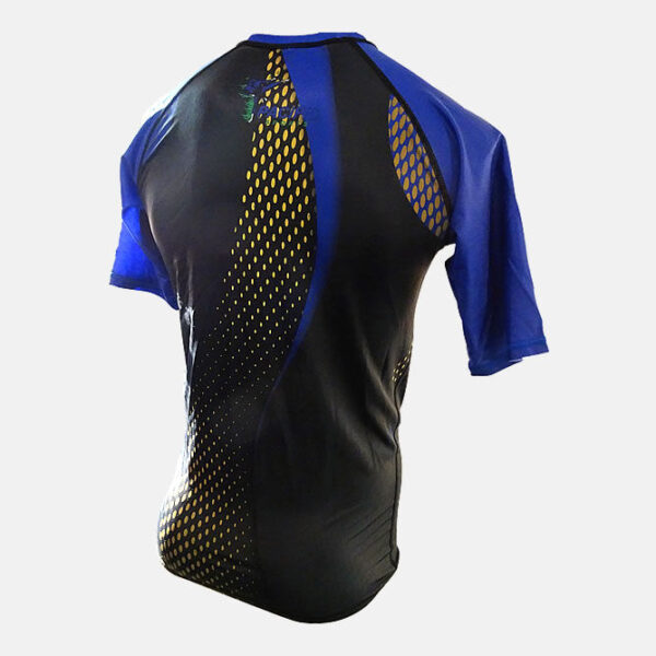 RashGuardPolyesterSpandexBlackBlueShortSleeves2 RashGuardPolyesterSpandexBlackBlueShortSleeves2
