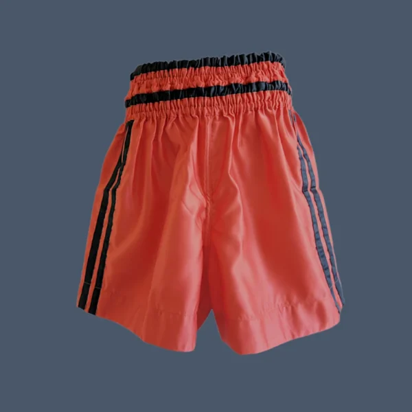 SKBS_flat Front view of bright red kicboxing shorts.