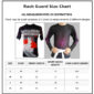 Size chart for Pacific Sports long sleeve rash guard - measurements for M and L