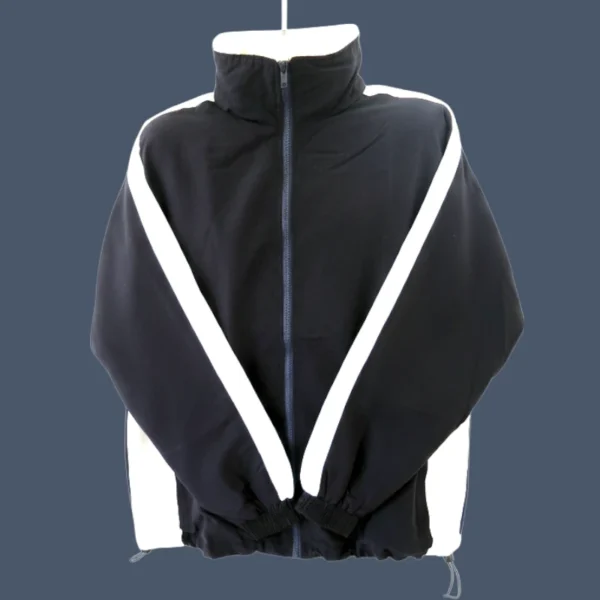 Tracksuit jacket (1) Image shows zip front jacket, part of a unisex tracksuit.