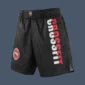 View of side and front of Crossfit shorts.