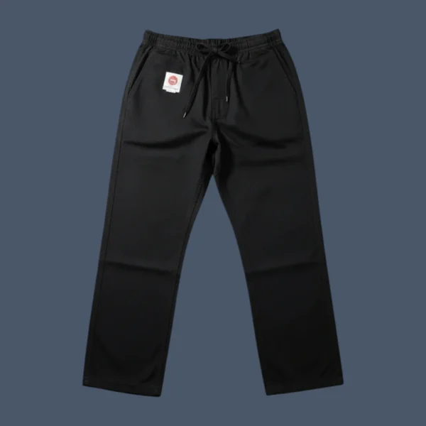 BLP12_flat Black karate pants with elasticated waist and inner drawstring
