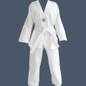 Front view of 8oz cotton Taekwondo uniform.