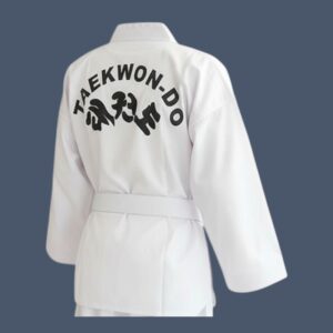 Back view of Taekwondo V neck top, printed with ITF print.