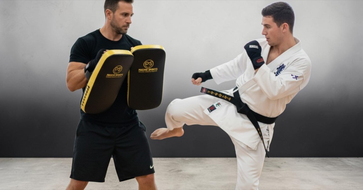 Trainer holding multipurpose pads for student training