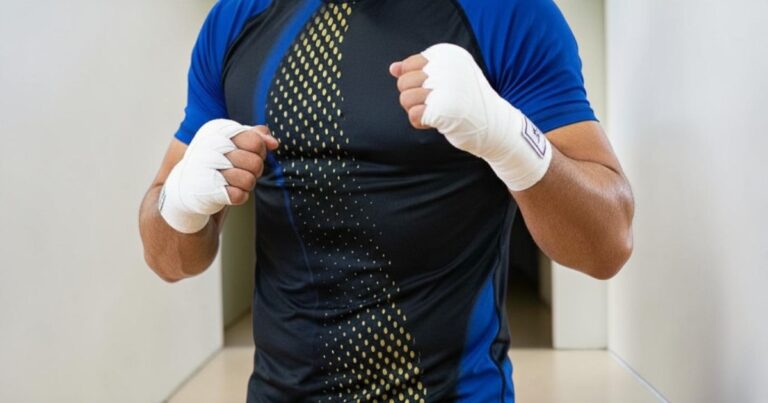 Martial arts student wearing rashguard