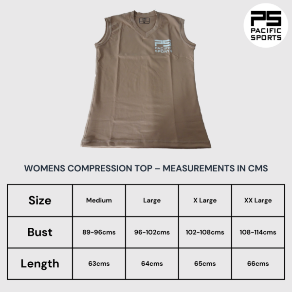 WOMENS COMPRESSION TOP (1) Womens compression tank top and measurement chart