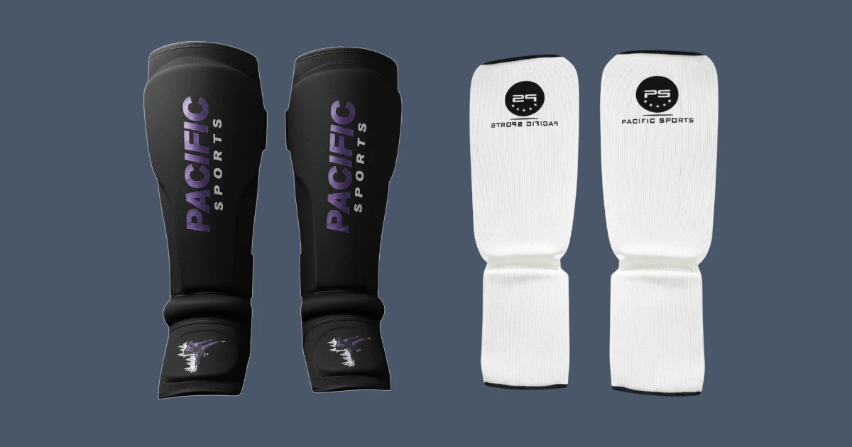 image shows 2 sets of shin guards for martial arts