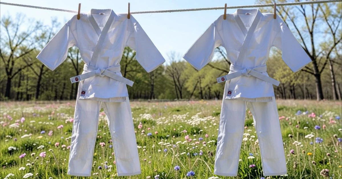 karate gi drying on clothes line