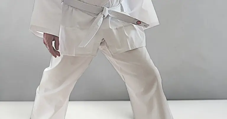 Image shows closeup of front of a Taekwondo dobok