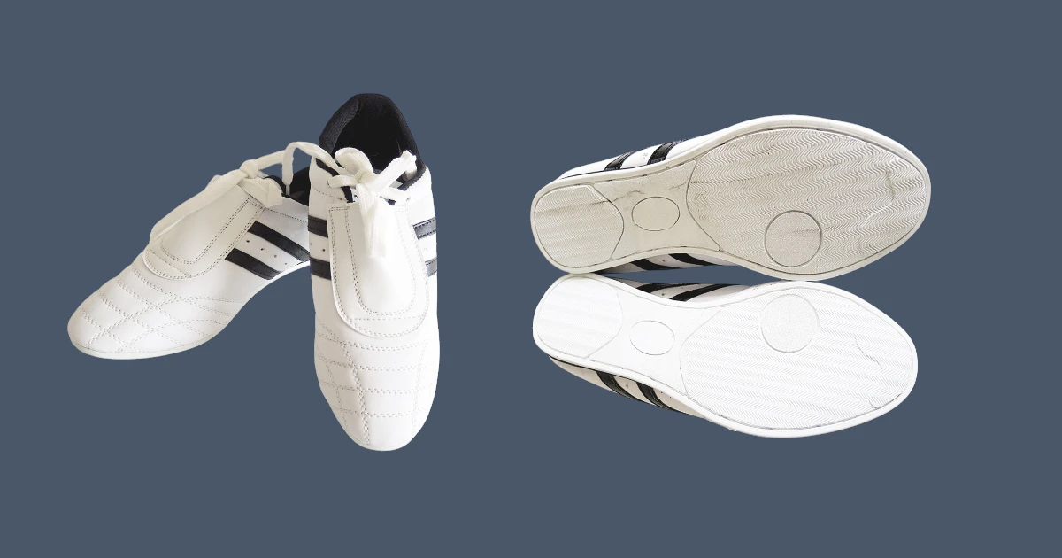 Taekwondo shoes, image of top and sole of the shoes